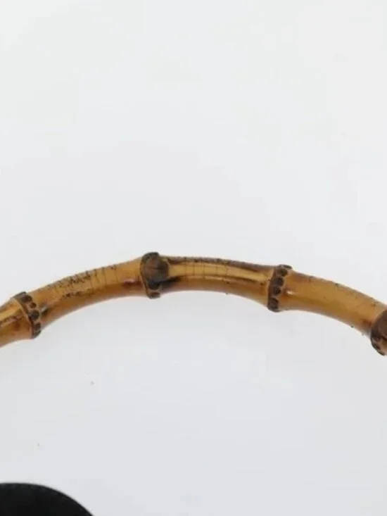 GUCCI Bamboo Hand Bag Patent leather 2 Set Black Auth bs33355 - Picture 13 of 16